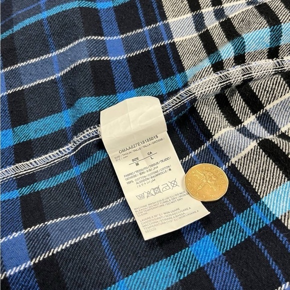 OFF WHITE INCOMPIUTO MARINA DE SILVA BLUE FLANNEL SHIRT M SIZE - Picture 5 of 6